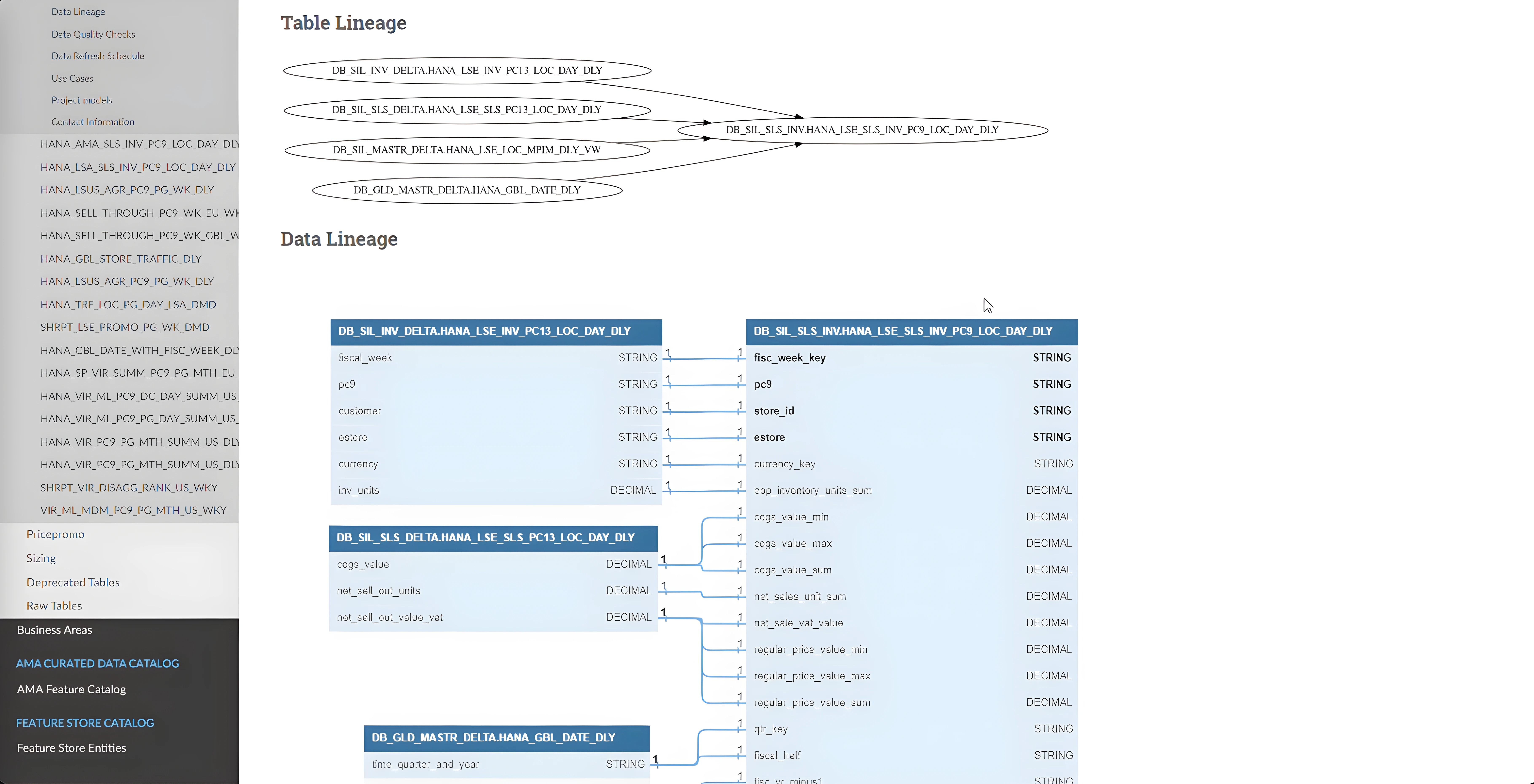 Data Lineage at Table and Column levels