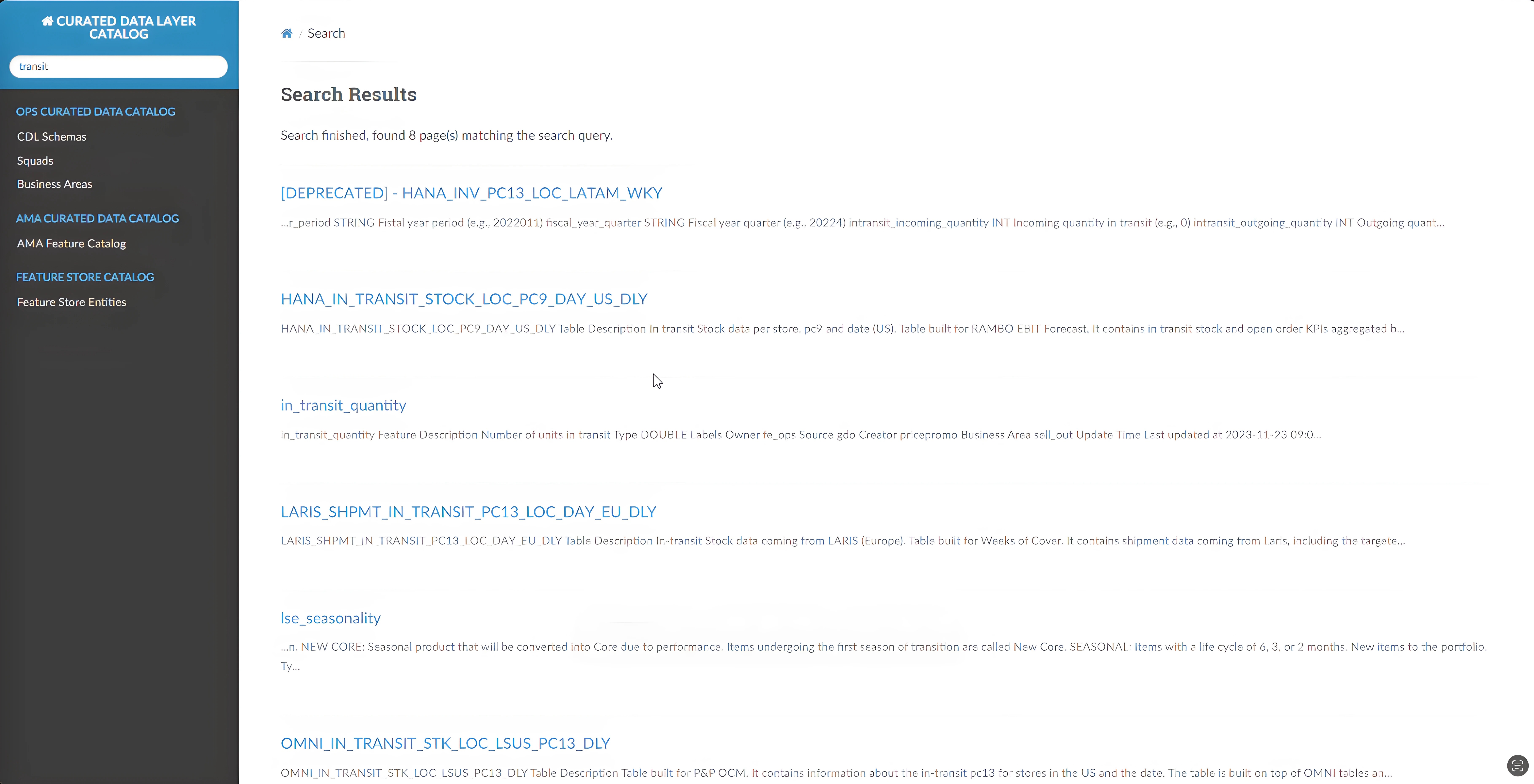 Catalog 'Google' search bar